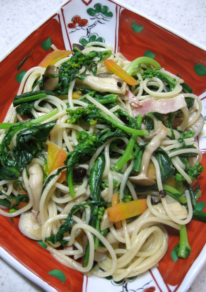簡単!水菜とキノコの和風パスタ-レシピのメイン写真