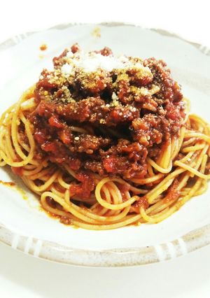 ゴロゴロ肉たっぷり、休日男子のボロネーゼ-レシピのメイン写真