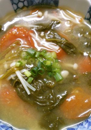 ほうれん草 ミニトマトの味噌中華スープ♪-レシピのメイン写真