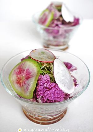 紫白菜(白菜)とスプラウトのおかかサラダ-レシピのメイン写真