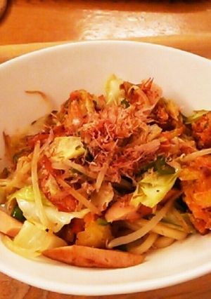 惣菜かき揚げで★ボリューム焼きうどん-レシピのメイン写真