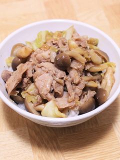 【簡単レシピ】生姜焼き風炒め物のっけ丼-レシピのメイン写真