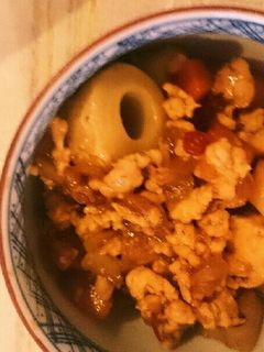 蓮根と鶏そぼろの金平-レシピのメイン写真