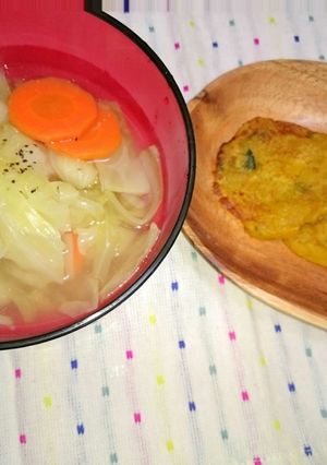 野菜スープと南瓜おやき-レシピのメイン写真