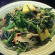 ニンニク醤油でカニカマと出し巻きと春菊