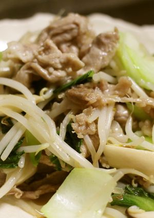 かんたん☆チンゲン菜と豚こま肉の中華炒め-レシピのメイン写真