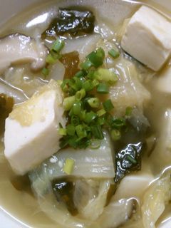 簡単♪白菜とワカメ 豆腐の中華煮込み!!-レシピのメイン写真