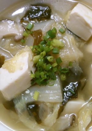 簡単♪白菜とワカメ 豆腐の中華煮込み!!-レシピのメイン写真
