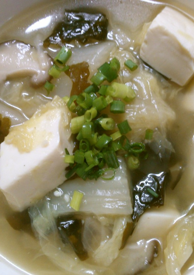 簡単♪白菜とワカメ 豆腐の中華煮込み！！-レシピのメイン写真
