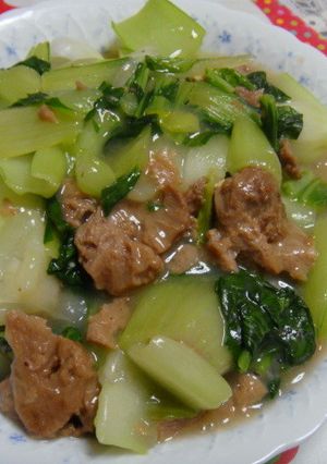 簡単☆青梗菜と大豆のお肉炒め-レシピのメイン写真