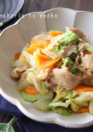白菜大量消費！豚肉と白菜のごま味噌炒め-レシピのメイン写真