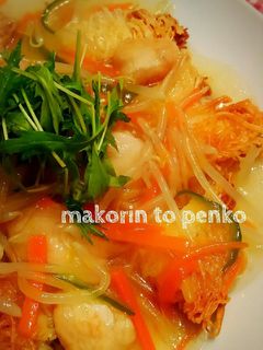 創味シャンタンでおこげ風素麺のあんかけ-レシピのメイン写真