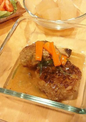 牛蒡入りハンバーグの和風あんかけ♪-レシピのメイン写真