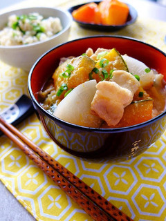 ほっこり♡カブとカボチャの胡麻味噌豚汁!-レシピのメイン写真