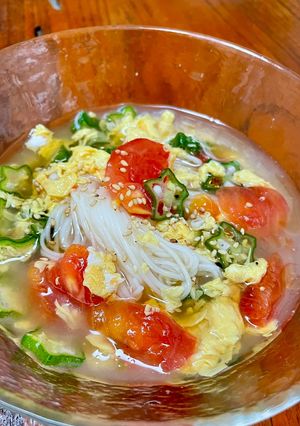 トマトとオクラのスープそうめん-レシピのメイン写真