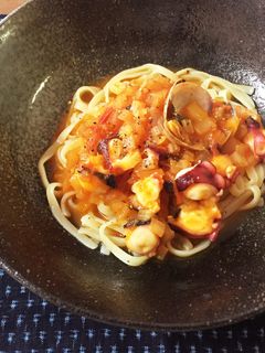 タコとアサリのトマトパスタ-レシピのメイン写真