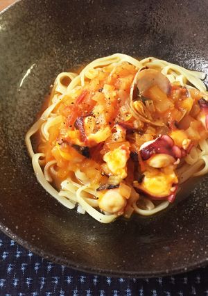 タコとアサリのトマトパスタ-レシピのメイン写真