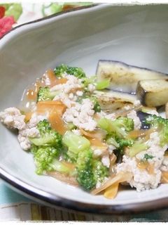 幼児食 焼きなすの鶏ミンチあんかけ-レシピのメイン写真