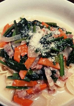 ほうれん草のミルクスープパスタ-レシピのメイン写真