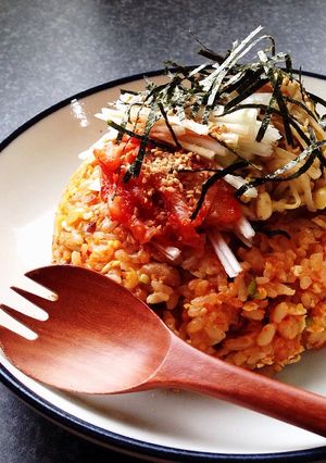 発芽米ごはんで　納豆キムチチャーハン-レシピのメイン写真