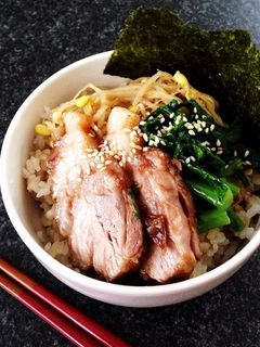 発芽米ごはんで ほろほろ煮豚の甘だれ丼-レシピのメイン写真