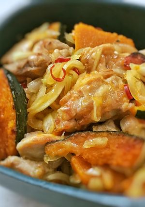 鶏肉とかぼちゃのオリーブオイル焼き漬け-レシピのメイン写真