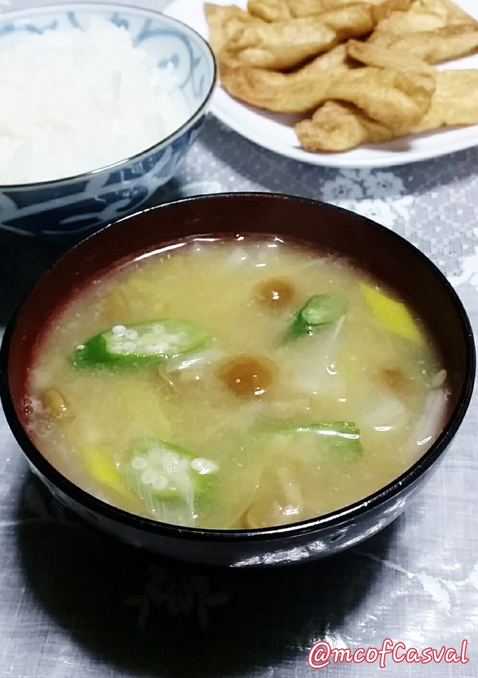 とろり♪ナメコとオクラと大根のお味噌汁-レシピのメイン写真