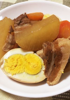 圧力鍋で豚バラ煮!大根&たまごも一緒に♪-レシピのメイン写真
