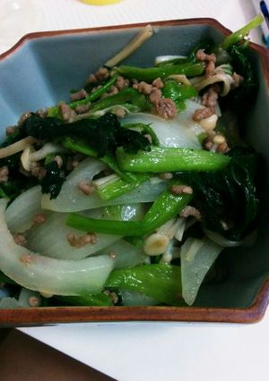 えのきと小松菜のガリバタひき肉-レシピのメイン写真