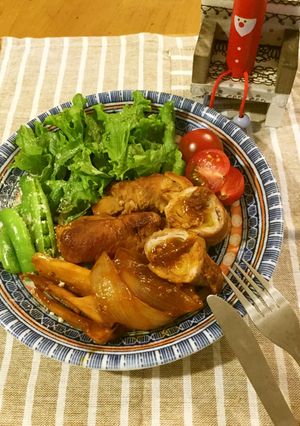 豚肉のレンコンネギ巻き甘酸っぱ炒め煮-レシピのメイン写真