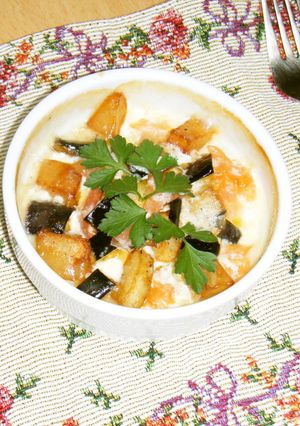揚げ野菜のココットカマン明太クリーム添え-レシピのメイン写真