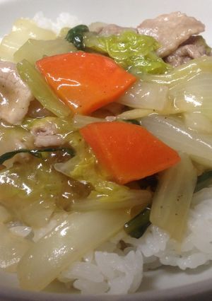 お鍋の残りで!中華丼-レシピのメイン写真
