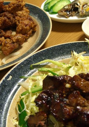 鶏の肝の照り焼きとキャベツマヨネーズ-レシピのメイン写真