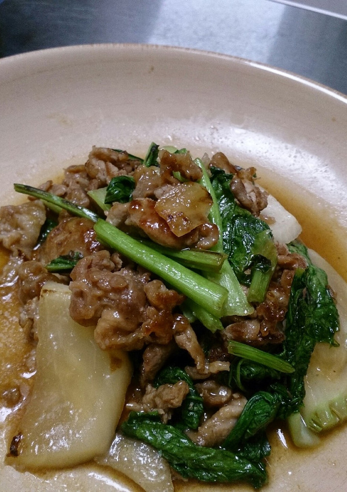 かぶ菜と豚肉のオイスターソース炒め-レシピのメイン写真