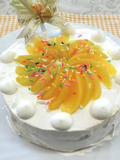 黄桃のクリスマスケーキ-レシピのメイン写真