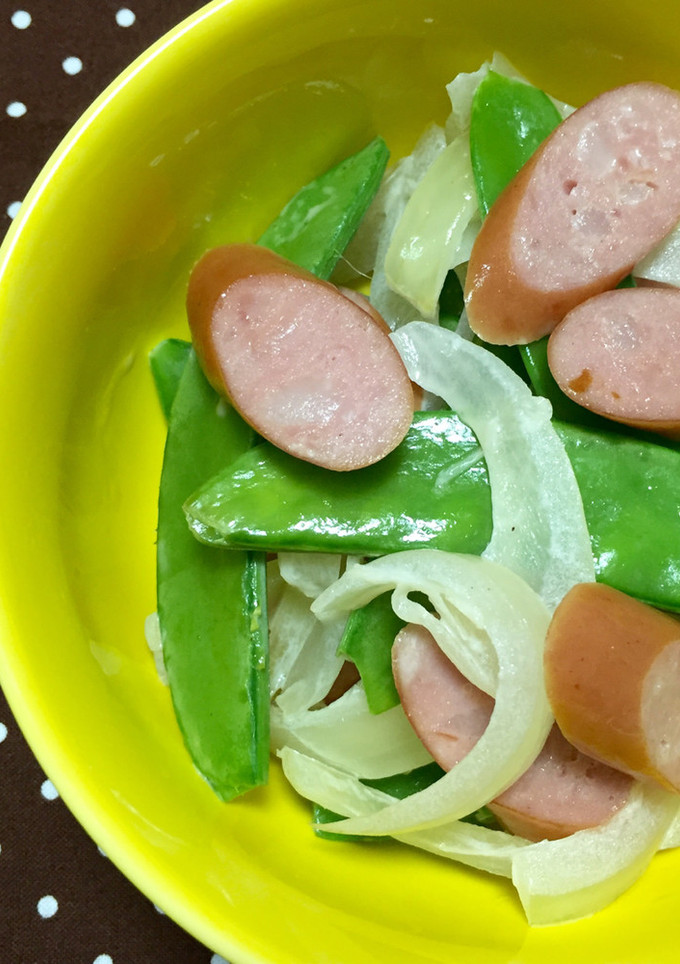 時短！きぬさや玉ねぎソーセージ♬マヨ醤油-レシピのメイン写真