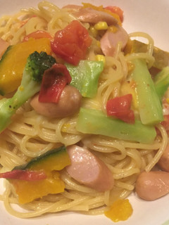 コーンスープで♪彩りクリームパスタ-レシピのメイン写真