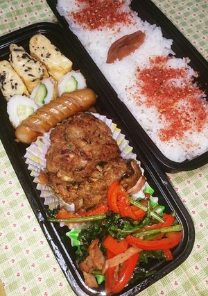 男子弁当～椎茸ハンバーグ-レシピのメイン写真