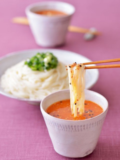 肉そぼろごまだれつけ麺(白石温麺)-レシピのメイン写真