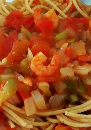 海老と野菜の食べるトマトソースパスタ-レシピのメイン写真