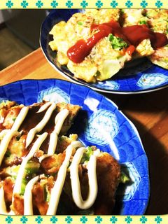 一品で二通り☆簡単お好み焼き&オムレツ-レシピのメイン写真