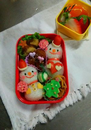 雪だるまサンタのクリスマス弁当-レシピのメイン写真