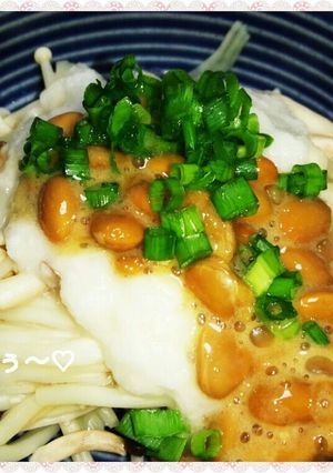 レンジで簡単☆きのこのねばねば長芋納豆♪-レシピのメイン写真