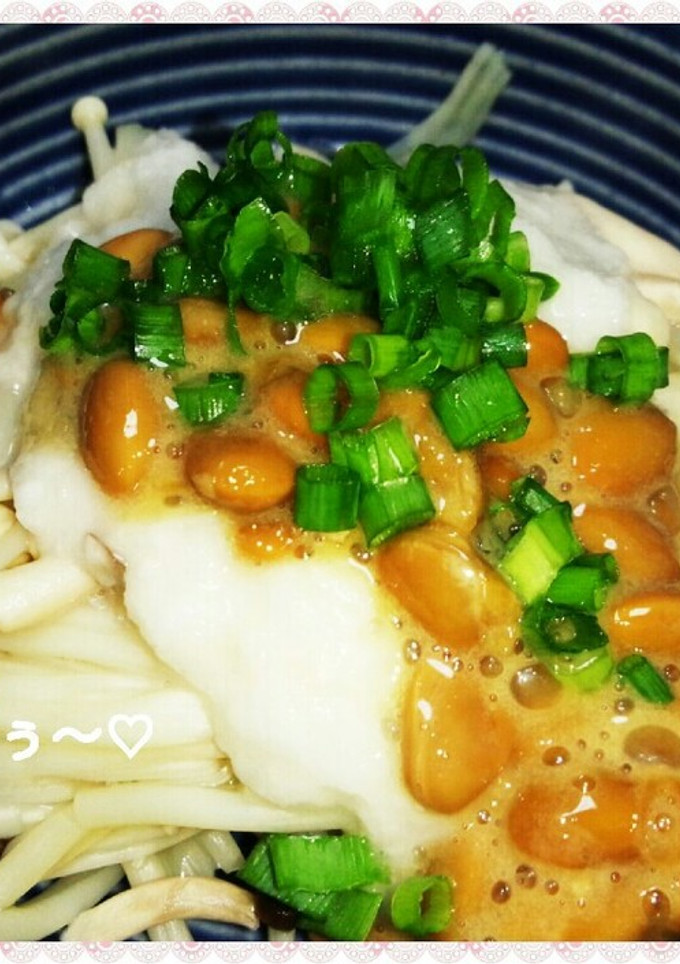 レンジで簡単☆きのこのねばねば長芋納豆♪-レシピのメイン写真