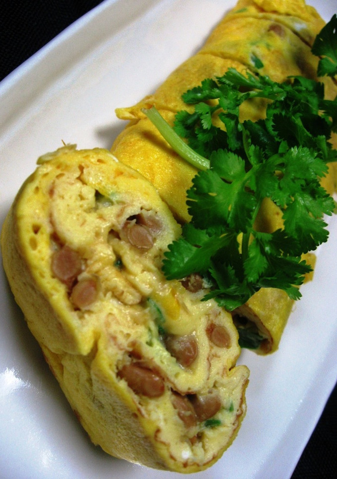 香菜と納豆の玉子焼き-レシピのメイン写真
