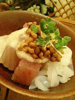 お刺身をとろろ納豆で☆-レシピのメイン写真