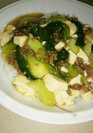 創味ｼｬﾝﾀﾝDXで☆チンゲン菜塩麻婆丼-レシピのメイン写真