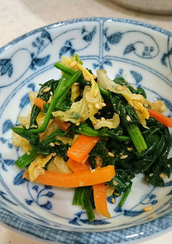 給食風レシピ☆白菜とほうれん草のごまあえ-レシピのメイン写真