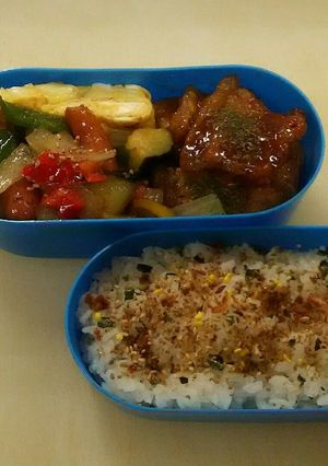 お弁当★豚肉スイートチリ★ナスソーセージ-レシピのメイン写真