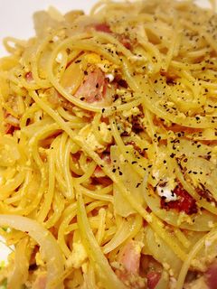簡単♪ベーコンとたまごの炒めパスタ♪-レシピのメイン写真